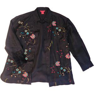 Embroidered Silk Shirt Shacket